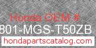 Honda 04801-MGS-T50ZB genuine part number image