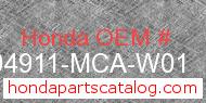 Honda 04911-MCA-W01 genuine part number image
