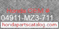 Honda 04911-MZ3-711 genuine part number image