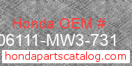 Honda 06111-MW3-731 genuine part number image