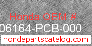 Honda 06164-PCB-000 genuine part number image
