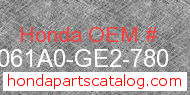 Honda 061A0-GE2-780 genuine part number image