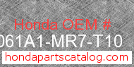 Honda 061A1-MR7-T10 genuine part number image