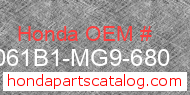Honda 061B1-MG9-680 genuine part number image