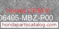 Honda 06405-MBZ-P00 genuine part number image