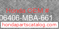 Honda 06406-MBA-661 genuine part number image