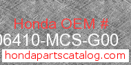 Honda 06410-MCS-G00 genuine part number image