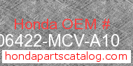 Honda 06422-MCV-A10 genuine part number image