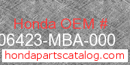 Honda 06423-MBA-000 genuine part number image