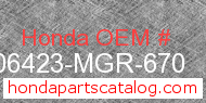 Honda 06423-MGR-670 genuine part number image