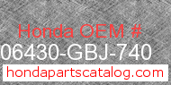 Honda 06430-GBJ-740 genuine part number image