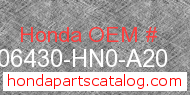 Honda 06430-HN0-A20 genuine part number image