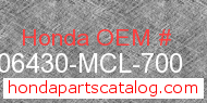 Honda 06430-MCL-700 genuine part number image
