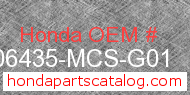 Honda 06435-MCS-G01 genuine part number image
