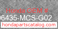 Honda 06435-MCS-G02 genuine part number image