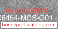 Honda 06454-MCS-G01 genuine part number image