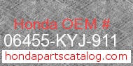 Honda 06455-KYJ-911 genuine part number image