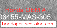 Honda 06455-MAS-305 genuine part number image