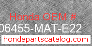 Honda 06455-MAT-E22 genuine part number image