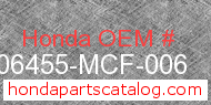 Honda 06455-MCF-006 genuine part number image
