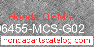 Honda 06455-MCS-G02 genuine part number image