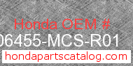 Honda 06455-MCS-R01 genuine part number image