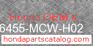 Honda 06455-MCW-H02 genuine part number image