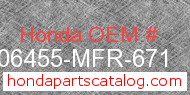 Honda 06455-MFR-671 genuine part number image
