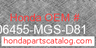 Honda 06455-MGS-D81 genuine part number image