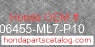 Honda 06455-ML7-P10 genuine part number image