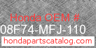 Honda 08F74-MFJ-110 genuine part number image