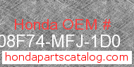 Honda 08F74-MFJ-1D0 genuine part number image