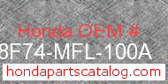 Honda 08F74-MFL-100A genuine part number image