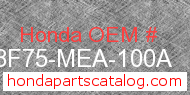 Honda 08F75-MEA-100A genuine part number image