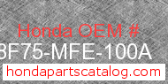 Honda 08F75-MFE-100A genuine part number image