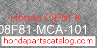 Honda 08F81-MCA-101 genuine part number image