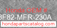 Honda 08F82-MFR-230A genuine part number image