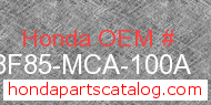 Honda 08F85-MCA-100A genuine part number image