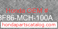 Honda 08F86-MCH-100A genuine part number image