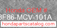 Honda 08F86-MCV-101A genuine part number image