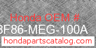 Honda 08F86-MEG-100A genuine part number image