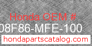 Honda 08F86-MFE-100 genuine part number image
