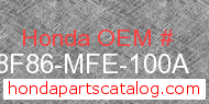 Honda 08F86-MFE-100A genuine part number image