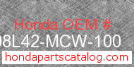 Honda 08L42-MCW-100 genuine part number image