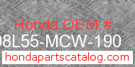 Honda 08L55-MCW-190 genuine part number image