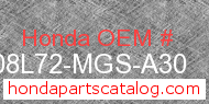 Honda 08L72-MGS-A30 genuine part number image