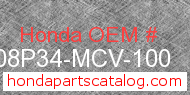 Honda 08P34-MCV-100 genuine part number image