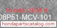 Honda 08P51-MCV-101 genuine part number image