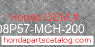 Honda 08P57-MCH-200 genuine part number image