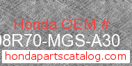 Honda 08R70-MGS-A30 genuine part number image